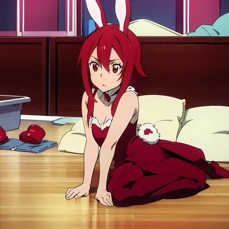 anime girl red hair dressed as a bunny cosplay anime icon