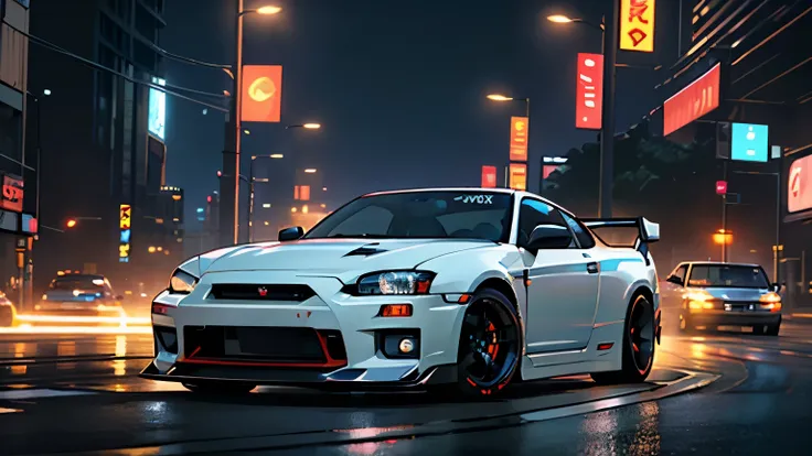 (High resolution CG Unity 8k wallpaper). (masterpiece). (Highest quality). (Super resolution). (Best illustration). (Best Shadow). (Absurd).

  Nissan. Sylvia. Tuned car. Tune up. cyber punk. City of night. Skyline GT-R.