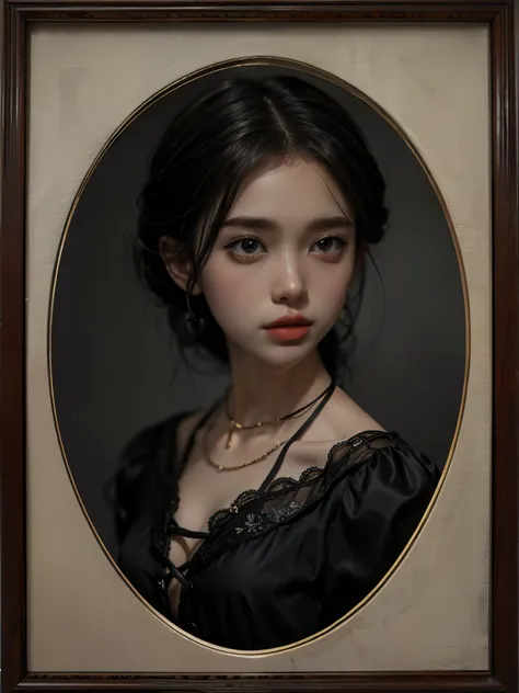 a framed portrait of a girl.