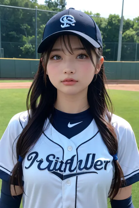 ((Upper Body))、Beautiful woman、Softball Team - durable softball outfits with visors.