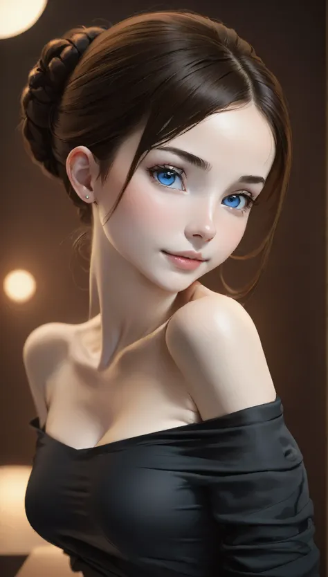 skintight black top:1.2, view viewer, cinema lighting, perfection, soft light, high resolution skins:1.2, realistic skin texture...