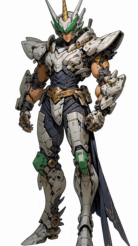 a man wearing a full-face helmet, a fantasy-style biotech armored combat suit, green eyes, (a composite layered chest armor), fu...