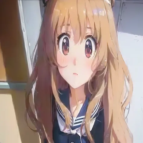 Anime girl with long hair and sailor suit standing in front of a window, Very cute anime girl face, Anime Best Girl, She has a pretty, expressive face, Lucy anime girl, Cute anime face, Cute girl anime visuals, Marisa Kirisame, Perfect anime face, Another ...