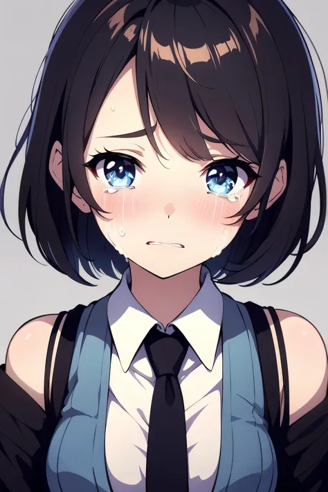 beautiful female short hair ,cry