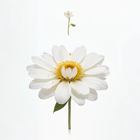 A white background with a spirit flower coming out from the right side 