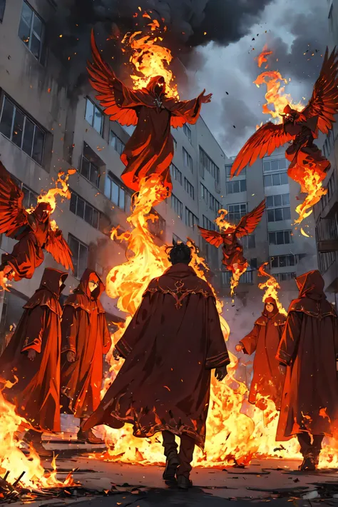 Flames, detailed cloak