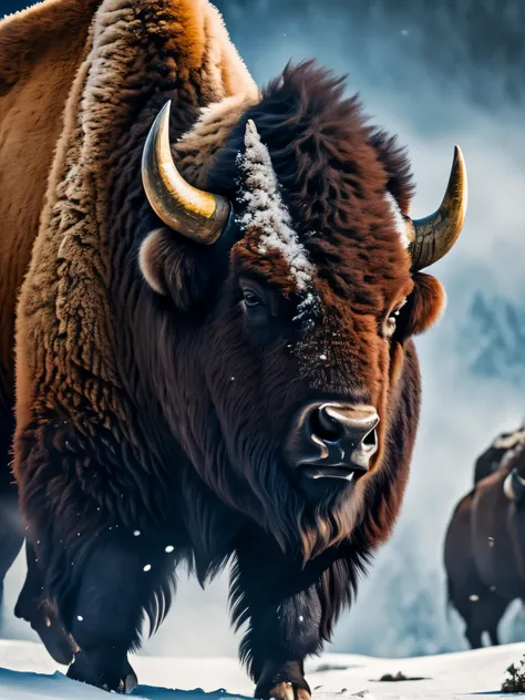 bison, ultra detailed, high quality, 8k resolution, zoom out, full body