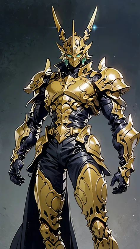 a man wearing a full-face helmet, a fantasy-style biotech armored combat suit, green eyes, (a composite layered chest armor), fu...