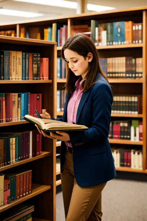 girls in the library.