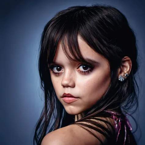 eine nahaufnahme von jenna ortega mit einer halskette um den hals, ihr gesicht sieht aus wie eine orchidee, dafne keen, sieht au...