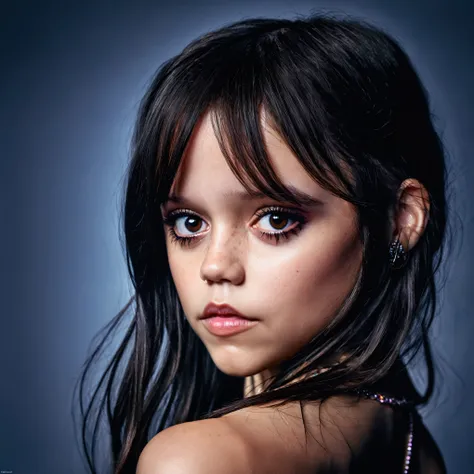 eine nahaufnahme von jenna ortega mit einer halskette um den hals, ihr gesicht sieht aus wie eine orchidee, dafne keen, sieht au...