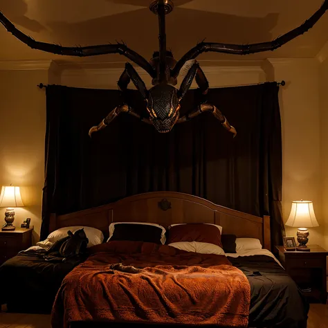 Create a room dragon mixed with a spider 