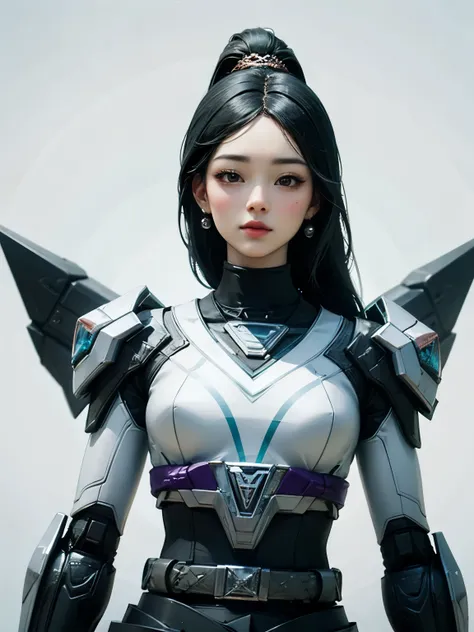 ((best quality)), ((masterpiece)), (detailed), perfect face. Black hair. Ulzzang. Asian girl. Black eyes. Mecha.