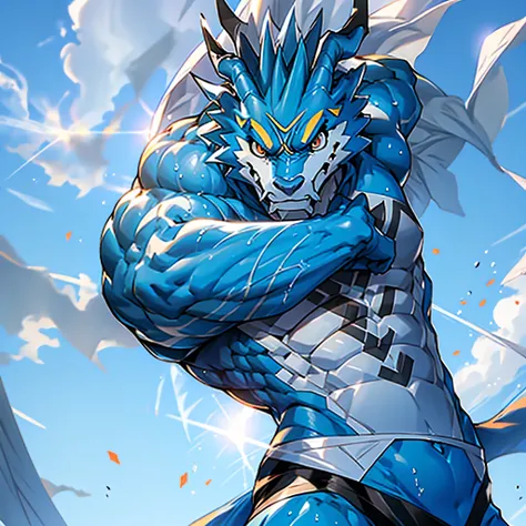 Exveemon,Muscles, Hot, Sweaty