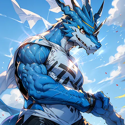 Exveemon,Muscles, Hot, Sweaty