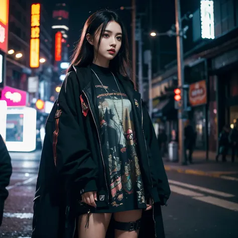 Wear cyberpunk intricate streetwear, The beautiful, girl,