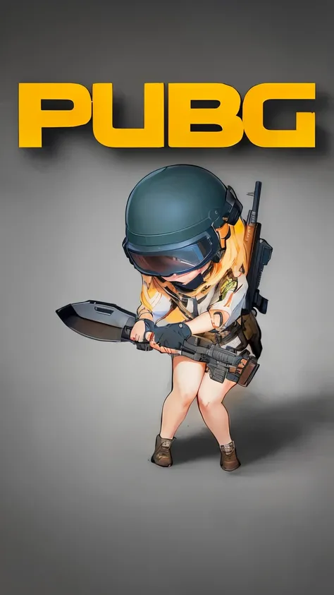 pubg - the world of pubg, in pubg, mechanized soldier girl, soldier girl, ig studios anime style, holding a weapon, infantry girl, epic art style, advanced digital chibi art, video game fanart, the anime girl is crouching, thicc, comiс style, high quality ...