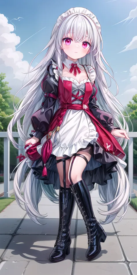 (masterpiece), best quality, 1 girl, solitary, clara, honkai_star_rail, white hair, outdoor, whole body, barefoot, white long ha...