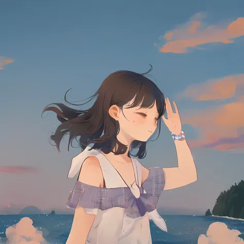 A girl waved goodbye to the sky
