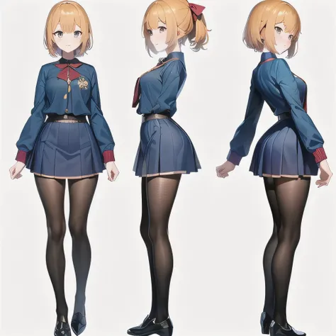 Original character sheet, Pose reference,In one pose. 8k,high quality, High resolution, 4K, hd,(Well designed face), Great face, (Very detailed), Beautiful Eyes, All images must be full body, A total of 3 images are required, Front view, Use manga style, A...