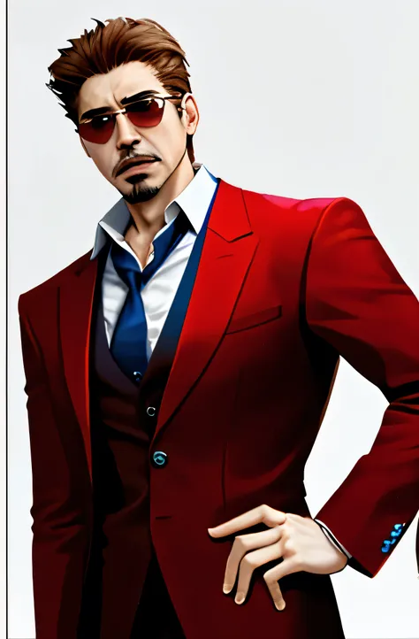 Similar: Tony Stark, young guy, twenties, suit similar: Captain America, Red suit