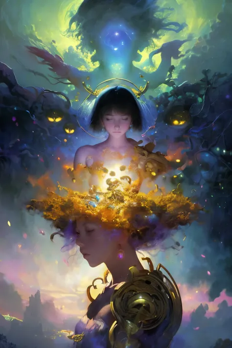 Detailed and hypnotic, the image unfolds as a captivating exploration of the human soul, skillfully crafted by the virtuosos Bryan Christie Frank, Netter, Shintaro Kago, Pascal Blanche, Albert Bierstadt, Caspar Friedrich, Vermeer, and Caravaggio. Elaborate...