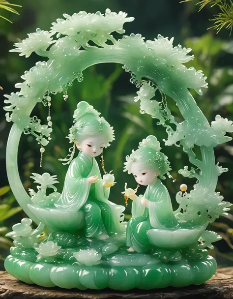 best quality, very good, 16K, ridiculous, Extremely detailed, Lovely(((Boys and girls,lover:1.3))),Made of translucent jadeite, Background grassland((A masterpiece full of fantasy elements))), ((best quality)), ((Intricate details))(8k)