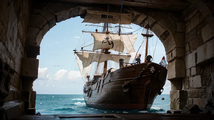 bateau de pirate dans une crique