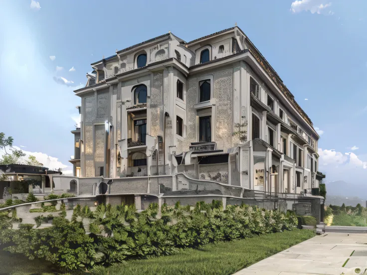 VILLA ON THE HILL, INDOCHINE ARCHITECTURAL STYLE, NATURAL LIGHT, THERE IS INTENSITY OF LIGHT AND DARK , NEO-CLASSICAL PILLAR, INSTALLING MOLDINGS, sharp image
