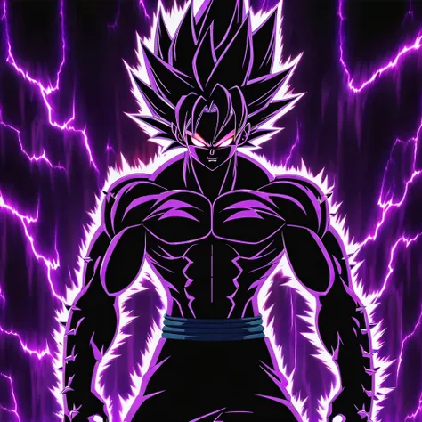 anime character with glowing eyes and a purple background, badass anime 8 k, epic anime style, anime epic artwork, glowing black aura, evil aura, wild spiky black saiyan hair, anime wallaper, dark aura, advanced anime digital art, 4 k manga wallpaper, adva...