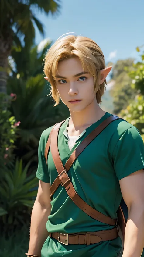 whole (body) picture of a character fromthe legend of zelda, a teenage link from the legend of zelda