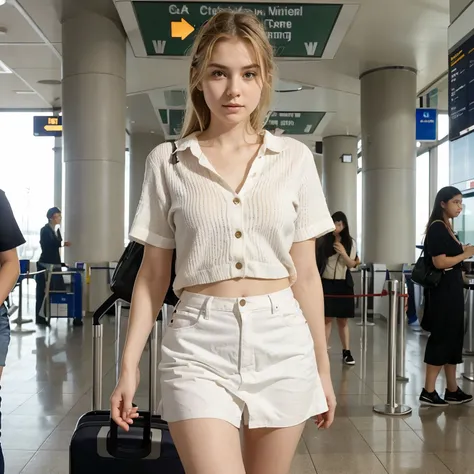 Girl White Skin in Airport