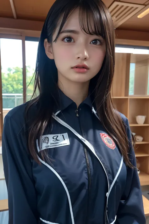 (8k, RAW Photos,highest quality, High resolution:1.1), (Ultra-realistic:1.4),(Realistic, Realistic:1.3),The Beauty of Japan、Rhythmic gymnastics club、Rhythmic Gymnastics Uniform、((Upper Body:1.3))