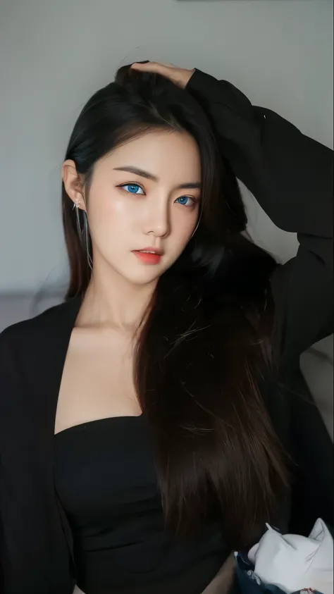 Ulzzang, thin cheeck, blue eyes, v-thin face, ultra detaild, high resolution, ultra HD