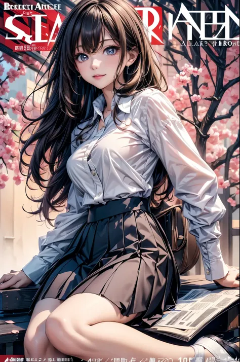 ((best quality)), ((masterpiece)), (detailed), (High contrast natural side daylight, Dynamic lighting, movie lighting), Anime style, Cute Japanese girl, looking at the audience, Smooth and fair skin, Exaggerated super long hair, Black straight hair wavy he...