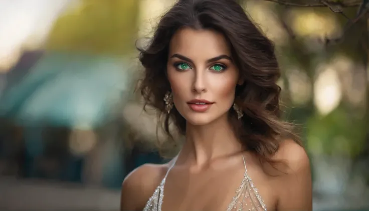 beautiful french brunette with green eyes with sexy wear
