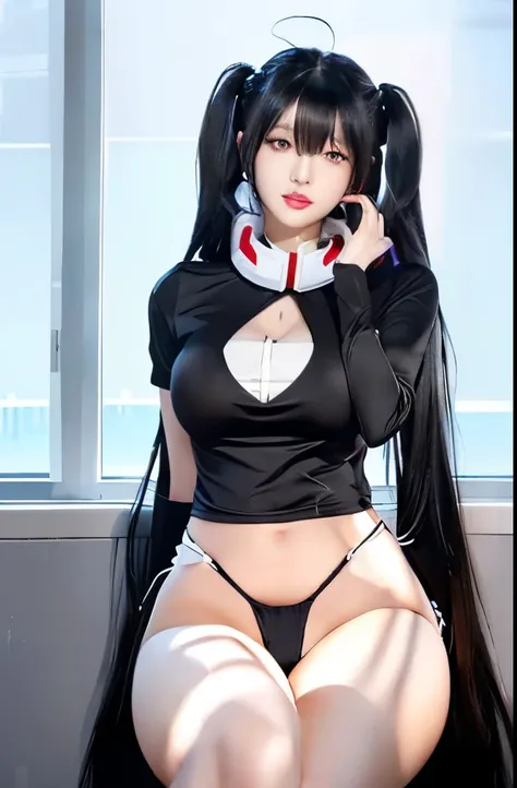 girl with long black hair and a black top with a white ace, seductive  girl, ecchi  style, junko enoshima, beautiful alluring woman, kantai collection style, , she has black hair, by Jin Homura, smooth  cg art, rin tohsaka, azur lane style, cel shaded 