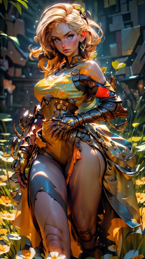 (best quality,4k,8k,highres,masterpiece:1.2),ultra-detailed,(best quality,realistic:1.2), -Muscular Female- -Variety- -SLIGHTMUSCLE- , lovely woman,field of poppy flowers,sheer yellow floral print summer dress,sunset,play,joy,beauty,harmony,portrait,soft l...