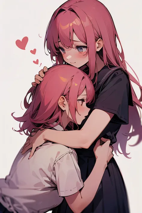 ((2 girls))A shoujo manga style color illustration of ““A girl’s sudden display of empathy, comforting a stranger in distress, touches another girl’s heart.”