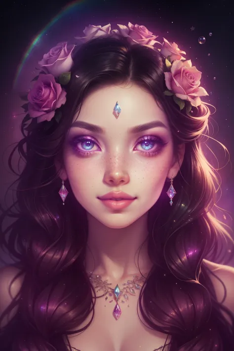 (this is a beautiful rainbow fantasy image that feels interesting and emphasizes glitter and iridescence.) generate a ((blind)) ...