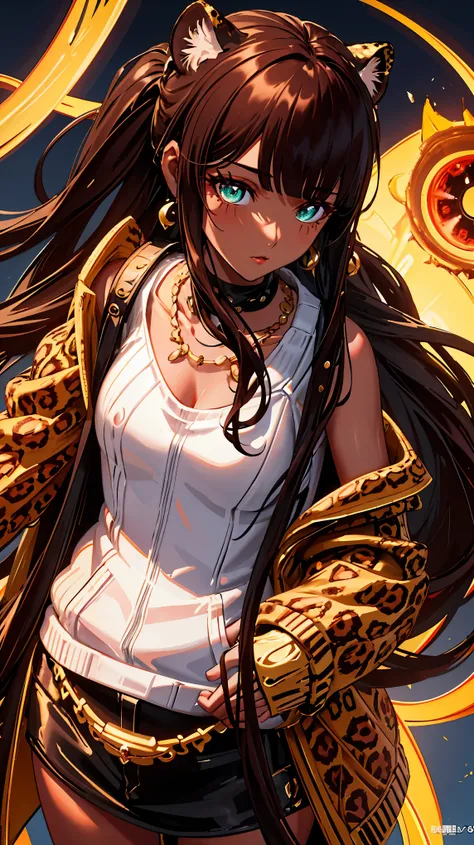 {{{{masterpiece}}}}, {{{Super detailed}}}, {{{high resolution}}}, {{good anatomy}}, (((best quality))),((emerald eyes,brown hair)),{{Extremely detailed and refined}}, {4k CG wallpaper}, {{illustration}}, ((dark skin,african lady,dark brown skin)),(((Side f...