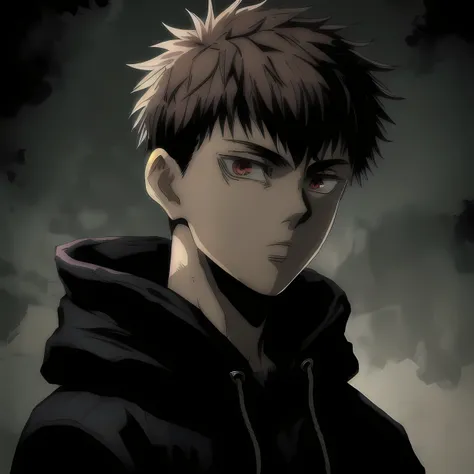 anime boy with red eyes looking at camera, jujutsu kaisen, itadori, ken kaneki, kaneki ken, cara de anime alto com olhos vermelh...