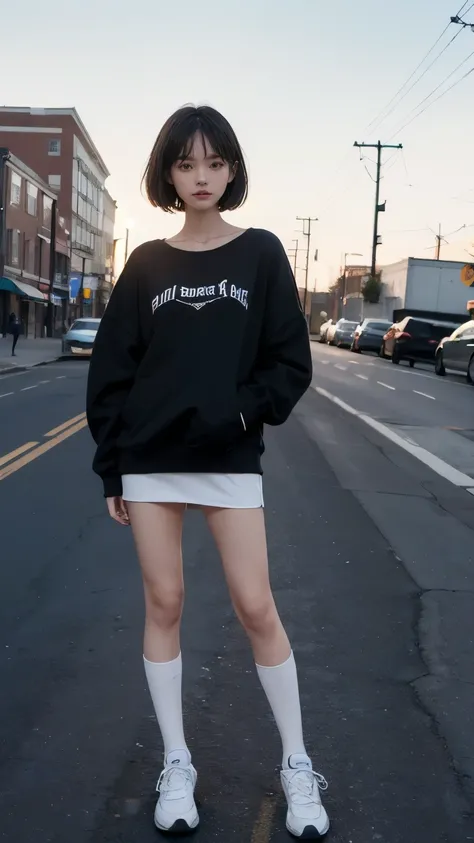 ((Backwards:2.0, Point your ass to the camera:2.0, Standing posture:1.5)), (((Clothing:2.0, Knee-length sweatshirt:2.0, Knee-high socks:1.5, sneakers:1.5))), (Wet:1.5), (Street Corner:1.5), ((A grin:1.3, Short Hair:1.2, slender:1.5, Small Ass:1.5)), ((Japa...