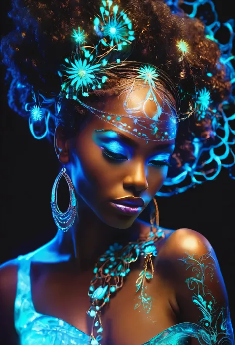 The inner soul of a black women dreams bioluminescent
