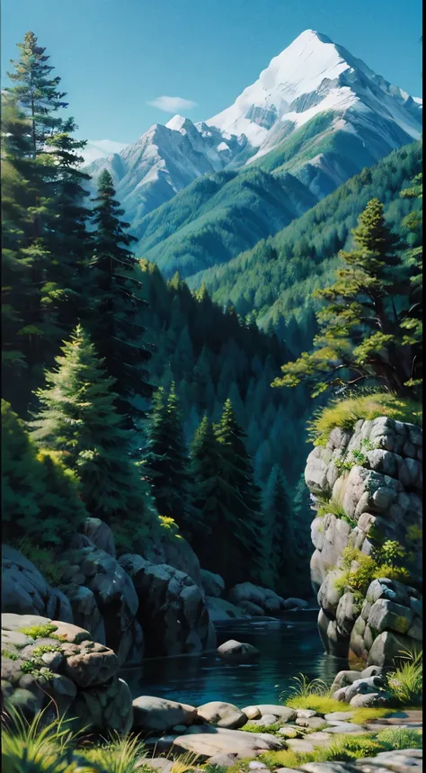 Hand-painted natural landscape by a learning painter, imperfeito, aprendizado, feito por um novato.