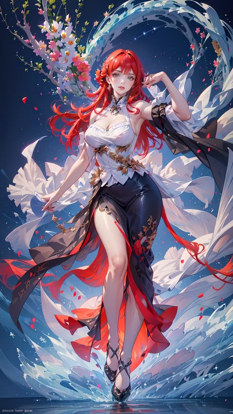 (((full body pose))) (((show panties))) (((big giant boobs))) (((red hair))) ((good finger, anatomy corrected)) (((red long luxu...