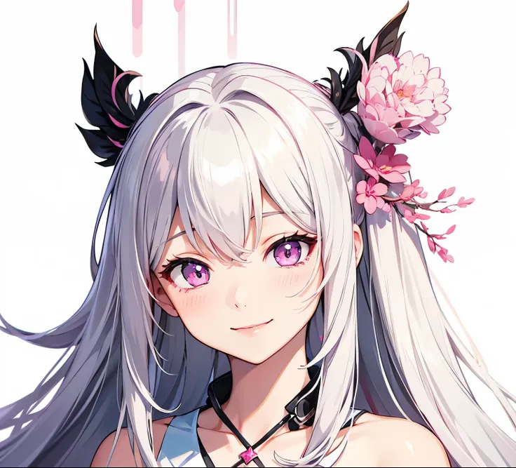 high resolution、high quality、Gray Hair、Pink Tree Eyes、Corner decoration、Adult female、Winning spirit、aggressive、smile、Mature、sexy