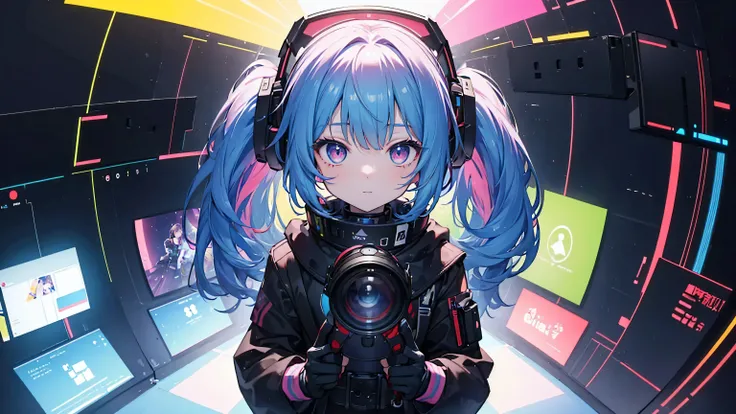 (masterpiece, best quality), (colorful:1.4), from above, solo, 1girl standing in a virtual reality hub, where digital landscapes blend seamlessly with the real world, with a bag of VR gloves and a neural uplink device, depth of field, fisheye lens
