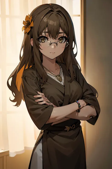 riofutaba, rio futaba, black-framed eyewear, (brown eyes:1.7), glasses, (grey hair:1.2), hair between eyes, over-rim eyewear, se...