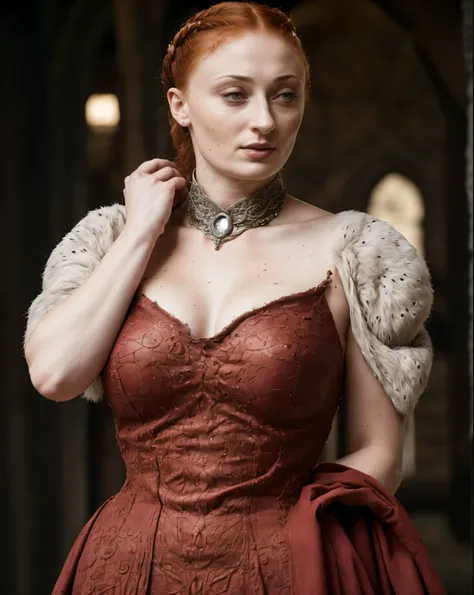 ( Photograph of Sophie Turner as hot queen ) (random photo , full body shot, thick figure, fleshy body, tall woman ) Alayne Stone, Gorgeous Woman, Queen, queen lady, Lady of Winterfell, Wardeness of the North,) the de facto Lady of the Eyrie, 40 years Old,...